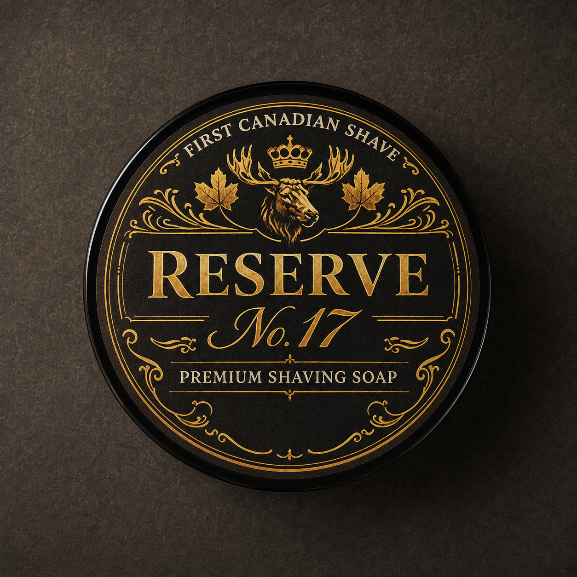 Overhead shot of Reserve No.17 shaving soap by First Canadian Shave
