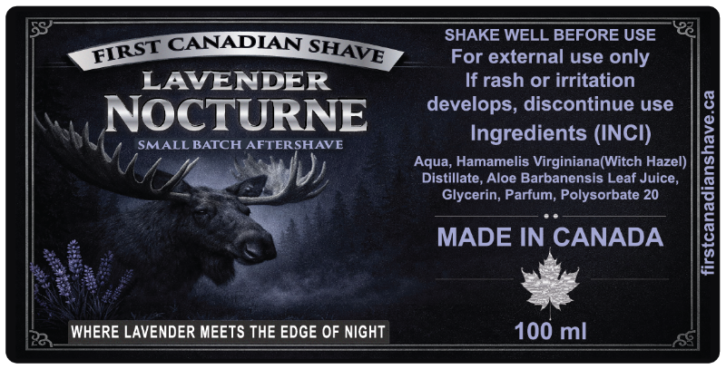 Aftershave Label for Lavender Nocturne by First Canadian Shave