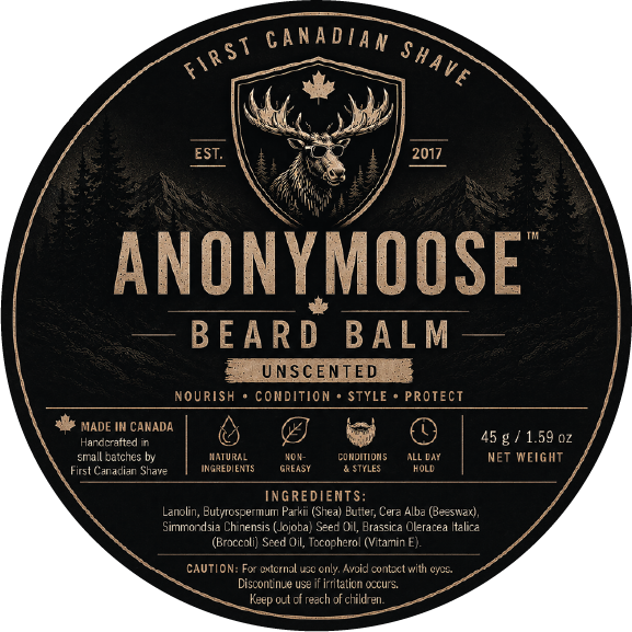 First Canadian Shave Anonymoose Beard Balm Label