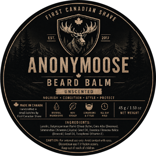 First Canadian Shave Anonymoose Beard Balm Label