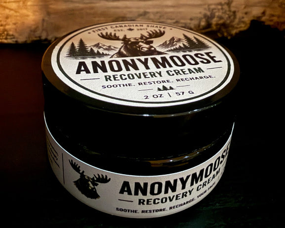 57g. container of Anonymoose Recovery Cream by First Canadian Shave