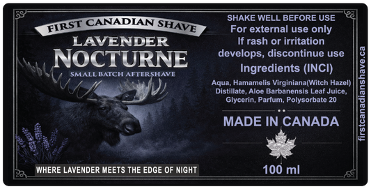 Aftershave Label for Lavender Nocturne by First Canadian Shave