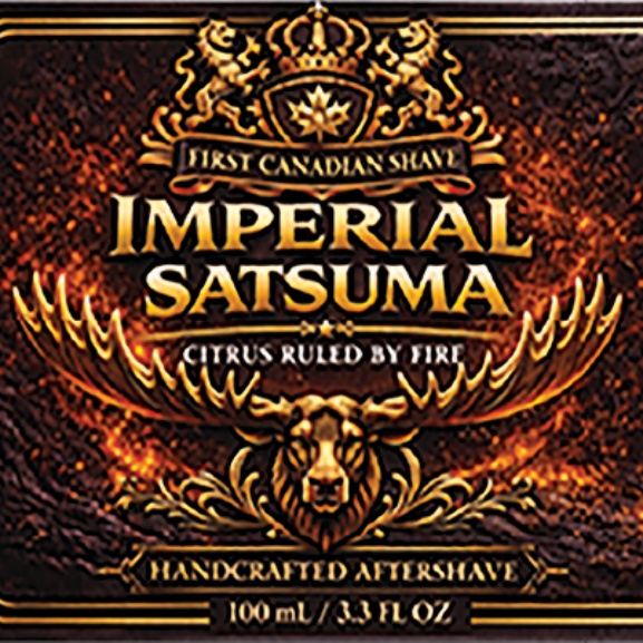 Imperial Satsuma aftershave label by First Canadian Shave