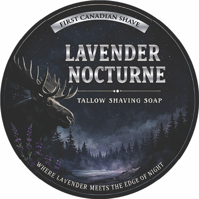 Shaving Soap Label for Lavender Nocturne by First Canadian Shave