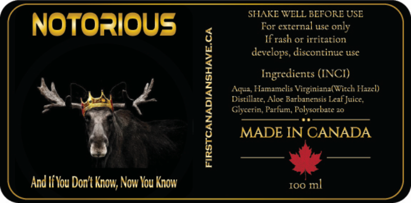 Shave product label with moose illustration and branding details